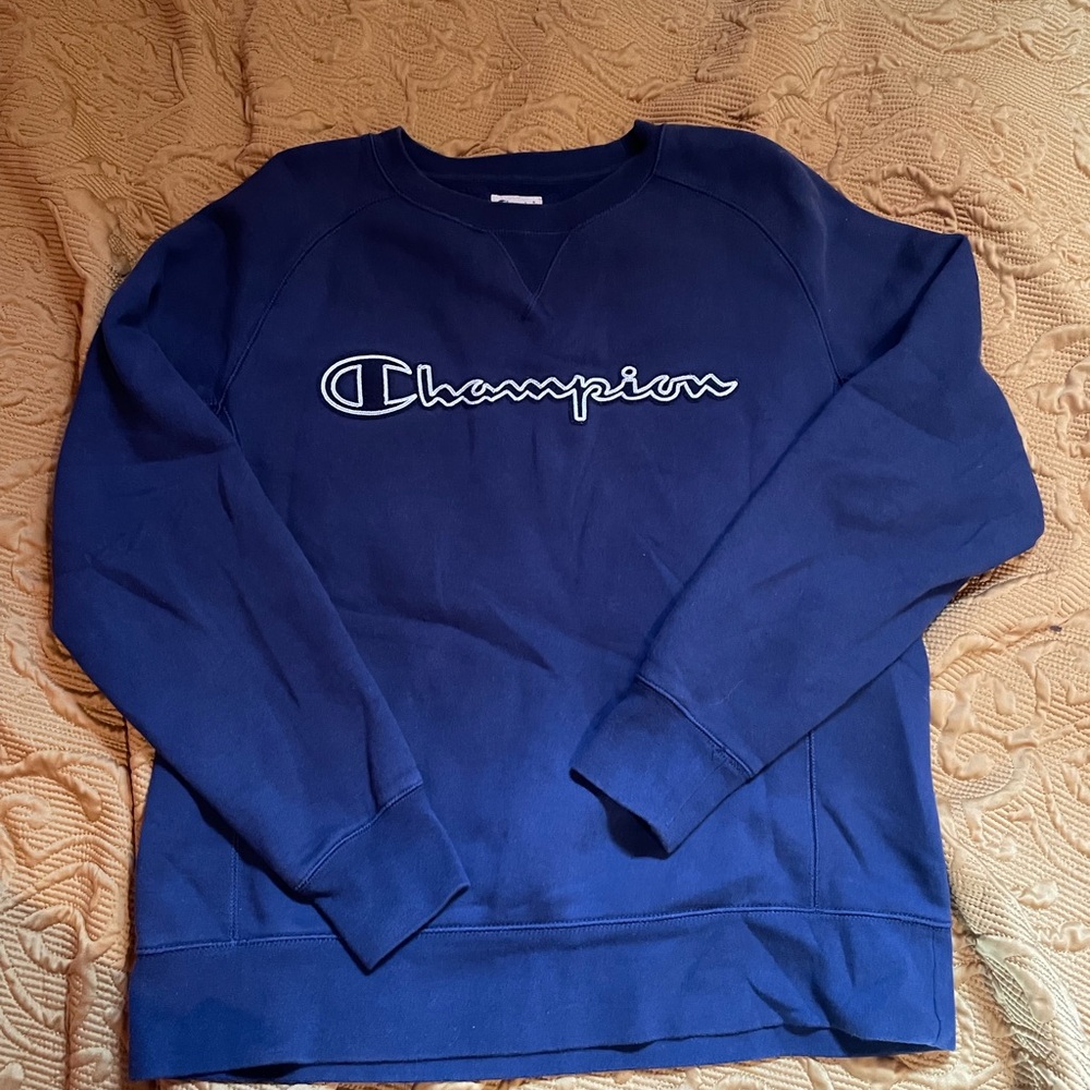 Vintage 90s Champion Men's Blue Sweater